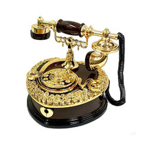 Antique Phone Wind-Up Music Box w/ Jewelry Drawers - Black - €40,08 EUR