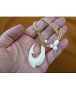 (MA-50) XL MAORI style white water buffalo  FISH HOOK PENDANT braid Neck... - $49.99