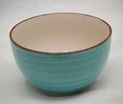 Royal Norfolk Soup Cereal Bowl Turquoise Swirl Coupe Brown Trim Dinnerware - £17.83 GBP