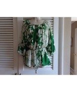 Talbots Petites ivory green floral print semi sheer blouse with cami 12P... - $18.31 CAD