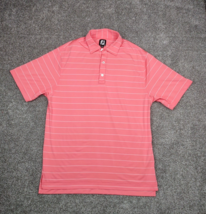 Footjoy Polo Shirt Men Medium Pink Striped Golf Athletic Cooling Comfort... - $19.99