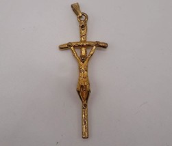 Religioso Jesús Cruz Crucifijo Dorado Colgante - £27.09 GBP