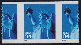 3477 - 34c Misperf Error/EFO Center Diecut Shift Pair &quot;Statue of Liberty&quot; MNH - £7.98 GBP