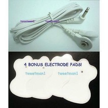 +Bonus Pads!+ 2 Electrode Lead Wire Cables 3.5mm For Digital Massager Tens Snap - £11.77 GBP