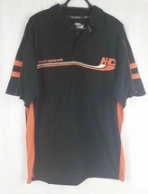 Harley-Davidson Motorcycle Polo Shirt Men&#39;s L Black with Orange embroidered - £18.35 GBP