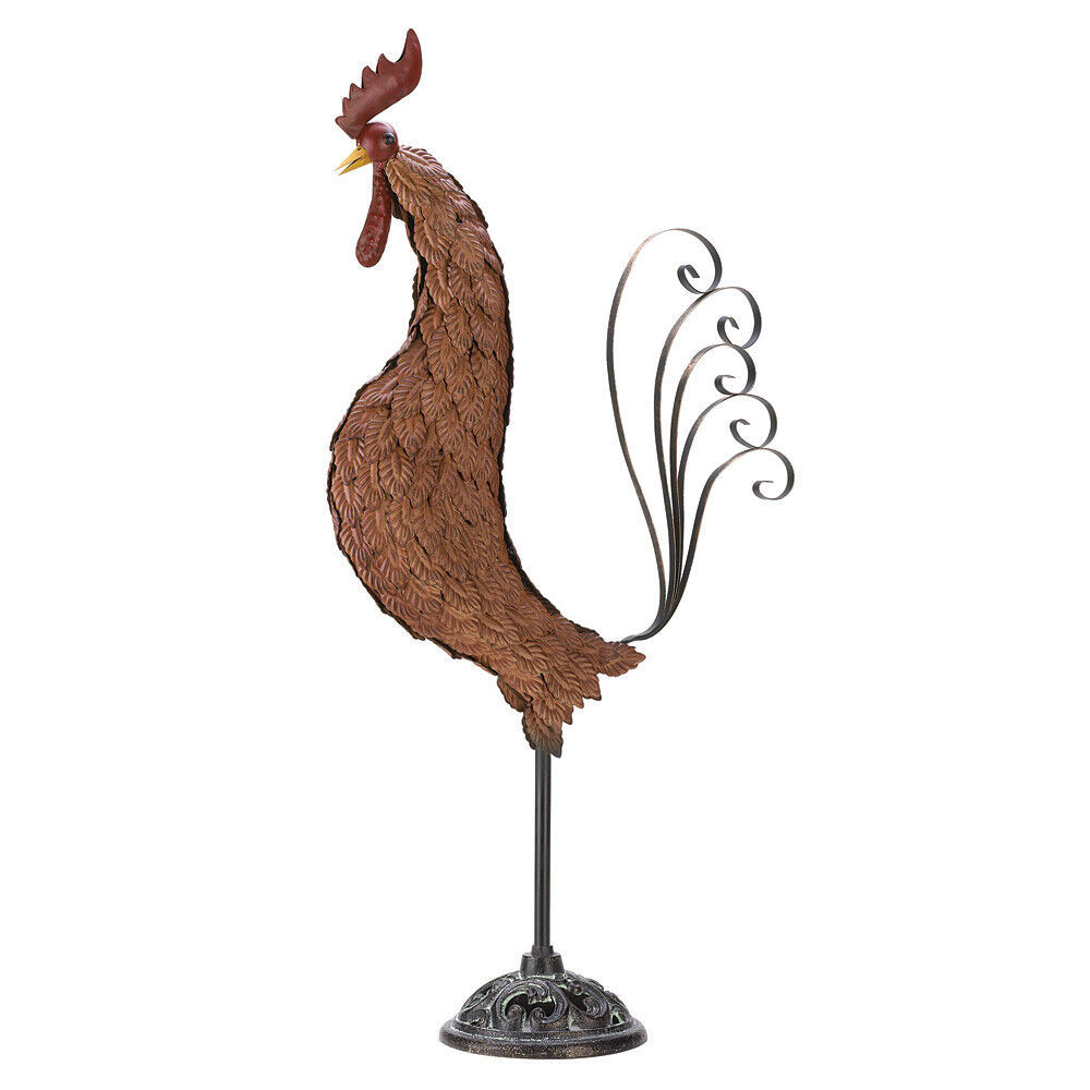 Cast & Wrought Iron Sculpture Rooster - $45.14