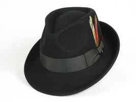 Men BENTLY HEADWEAR Hat Australian Wool Pinch Front Fedora Hudson HU420 Black image 5