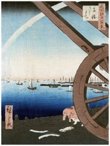 2458.Wooden wheel Seaside.Asian design 18x24 Poster.Japanese Oriental Decorative - £21.97 GBP
