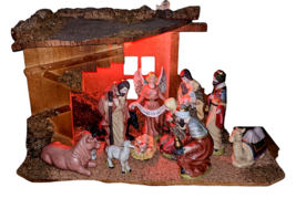 Nativity Set Rustic Manger Jesus Mary Joseph Christmas Realistic Faces L... - £62.35 GBP