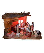 Nativity Set Rustic Manger Jesus Mary Joseph Christmas Realistic Faces L... - $79.15