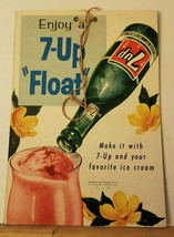 Super Rare 1950s 7up Enjoy a Float hanging sign cardboard Litho - $185.72