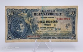 Colombia Banknote 10 pesos Oro 1953 P-390d circulated - £27.09 GBP