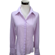 Elie Tahari Pink Light Cotton Long Sleeve Button Down Top Size M - £28.60 GBP
