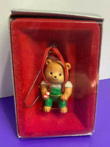 Enesco 1987 Teddy&#39;s Suspenders Hanging Christmas Ornament Teddy Bear - £11.72 GBP