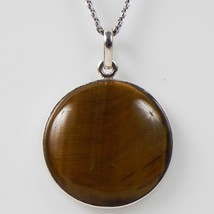 Solid 925 Sterling Silver Tiger Eye Pendant Necklace Women PSV-1168 - £37.54 GBP+