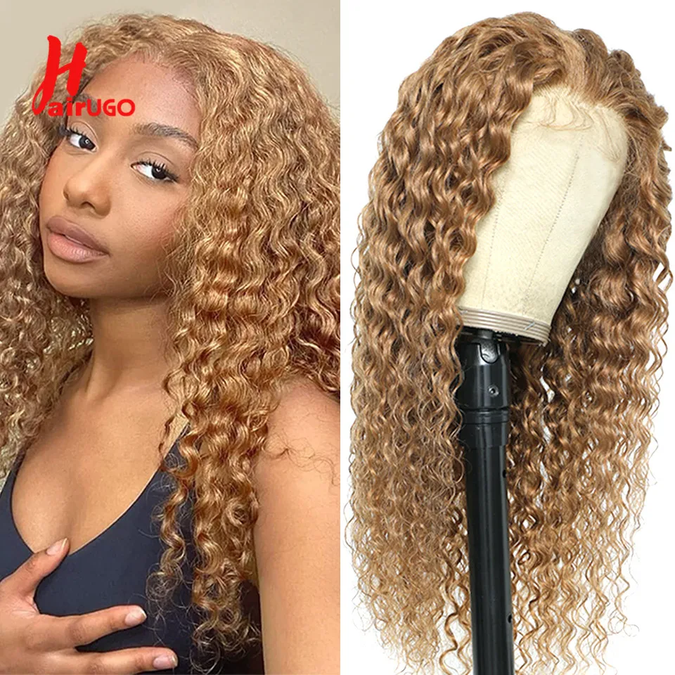 HairUGo 27# Water Wave Lace Closure Wigs Human Hair 4x4 Closure Wig Remy - £71.92 GBP+