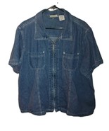 Vntg Faded Glory Womens  Y2K PLUS Top Blue Denim Zip 100% Cotton 26W/28W... - $35.49 CAD
