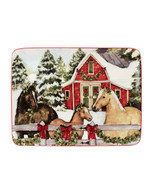 Horse Family Barn Homestead 37292 Ceramic Rectangle Platter 16&quot; Susan Wi... - £42.68 GBP