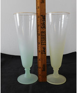 MidCentury 50s 60s Blendo Pair Tall Frosted Champagne Flute Glass, Lime,... - £15.71 GBP