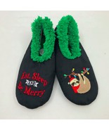 Snoozies Women&#39;s Eat Sleep &amp; Be Merry Christmas Slippers Medium 7/8 - $18.04 CAD