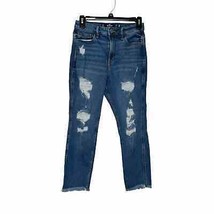 Hollister California Women Mom Jeans Curvy Hi-Rise Distressed Raw Hem Denim 26 - £10.93 GBP