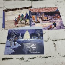 Christmas Greetings Holiday Cards Lot of 3 with Printed Matching Envelopes - $11.88