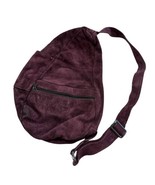 Bag Backpack Teardrop Sling Dark Brown Genuine Leather Suede - $24.75