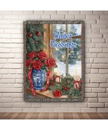 Woven Blanket &quot;Winter Blessings&quot; Cozy Throw, Window View Winter Snow Sce... - $65.00