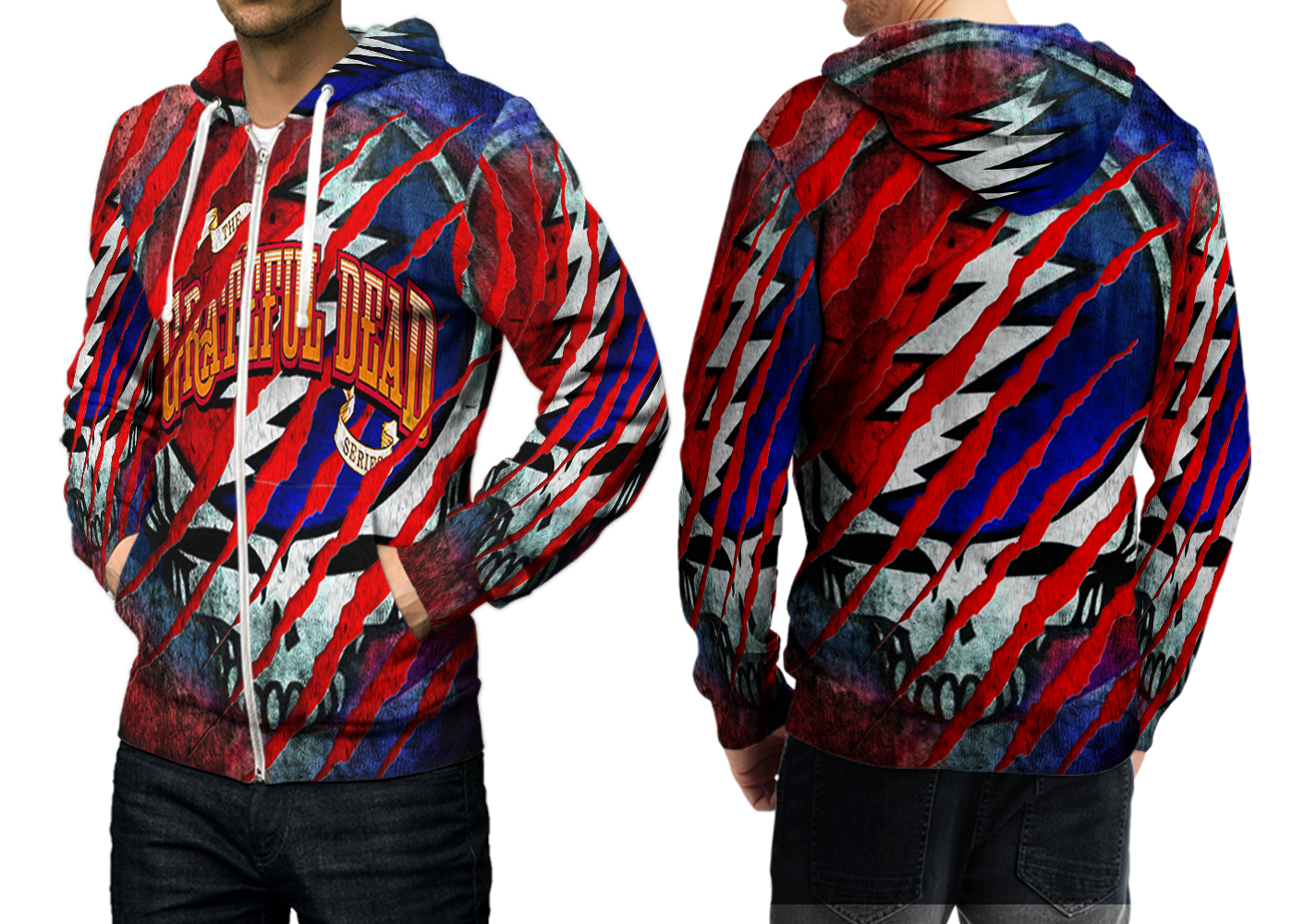 Primary image for Grateful Dead 70s Band Unique Full Print Zipper Hoodies