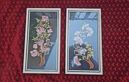 Hand embroidered tapestries, vintage 1980s flowers tapestries, framed ha... - $40.00