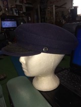 Vintage Cabbie Flat Cap Newsboy Gatsby Golf Ivy Driving Dark Blue Size Large - $49.99