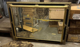 Vintage Wide Mirror With Hand Engraving Trim and Double Layers Used 42&quot; ... - £115.97 GBP