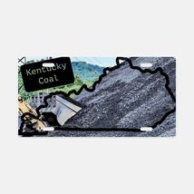 Outline of Kentucky Map with Coal and Heavy Equipment License Plate - $21.95