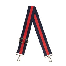 Navy Blue Red Preppy Stripe Adjustable Crossbody Bag Purse Guitar Strap - £19.46 GBP
