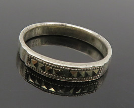 925 Sterling Silver - Vintage Sparkling Marcasite Thin Band Ring Sz 7 - RG16635 - £20.95 GBP
