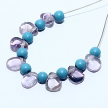 Natural Amethyst Smooth Pear Turquoise Beads Loose Gemstone Making Jewelry - £2.33 GBP