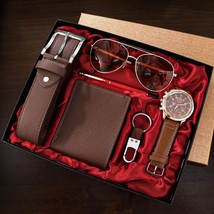 Men Gift Watch Business Luxury Company Mens Set 6 in 1 Watch Glasses Pen Keychai - £30.36 GBP