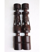 Vintage Pair African Ebony Wood Hand Carved Exotic Figurial Candlesticks... - €68,79 EUR