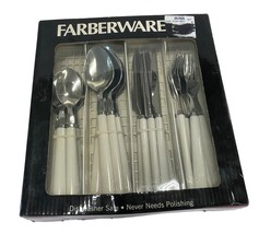 Farberware 24-Piece Flatware Set with Caddy Stainless Steel &amp; White Handles - $26.07