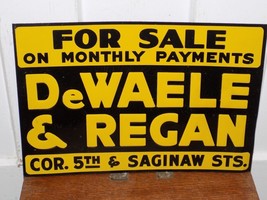 Vintage For Sale Monthly Payments DeWele $ Regan Tin Embossed Sign NOS - $1,568.55 MXN