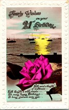 Vtg 1910s Postcard Embossed - Hearty Wishes on Your 21st Birthday w Poem Unused - £5.74 GBP