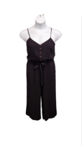 Be Cool Jumpsuit  Womens Size Medium Black Wide Leg Spaghetti Strap Cropped - £10.09 GBP