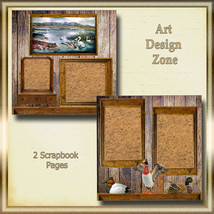 Ducks and Geese Masculine Scrapbook Pages with Browns and Blues - $19.95