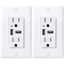 Dual USB Wall Outlet Charger Port Socket 15 AMP Electrical Receptacles (... - £23.29 GBP