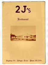 2 J&#39;s Restaurant Menu Highway 774 Refugio Texas Quail - £21.79 GBP