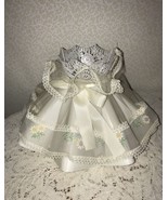 Free Shipping Vintage LAMP SHADE PLASTIC RUFFLED LACE FABRIC Ribbon Shab... - $741.26 MXN