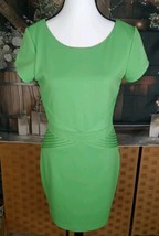 Ellen Tracy Dress Size 4 Green A-line Lined Pleated Waist Zip - £19.46 GBP