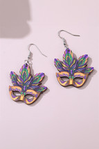 Meadow Mauve Mardi Gras Mask Dangle Hook Earrings - $2.82