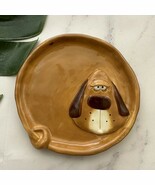 Russ Douglas Round Dog Shaped Trinket Tray Wall Hanging Ceramic Brown Puppy - $24.74