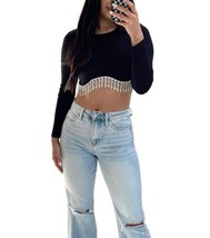 Le Lis Dripping In Diamonds Top Black - $21.00